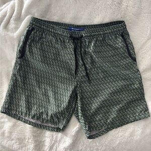 Mr.Swim Navy and Olive Geometric Swim Trunks